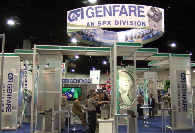 GFI Genfare booth at a conference