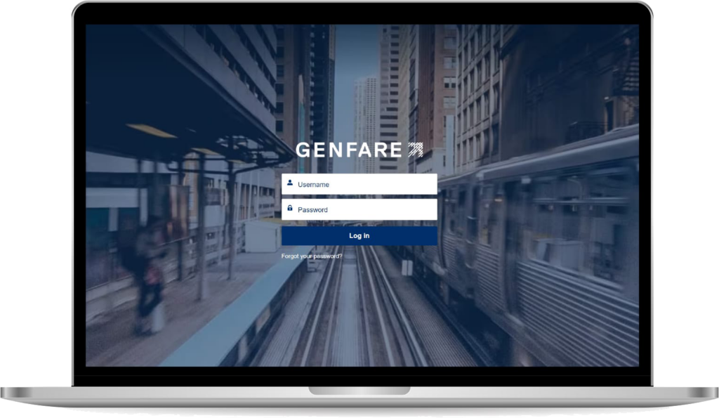 Genfare Customer Portal login page