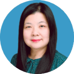 Vicky Tuan headshot in light blue circle